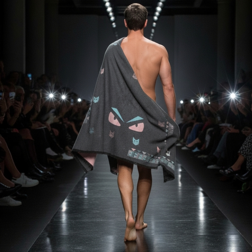Fendi Gray and Pink Blanket